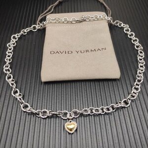 David Yurman Silver Necklace with Gold Heart Pendant